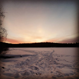 Photograph of snowy lake